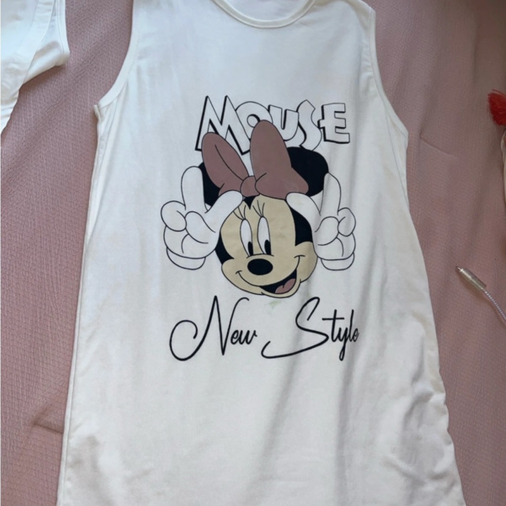 Charming Pink and White Minnie Mouse Tank Top